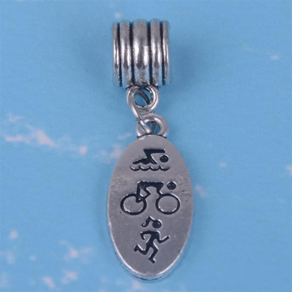 Triathlon Swimming Cycling Running Dangle Floating Charms Sports Beads Bracelets