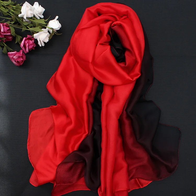 [RUNMEIFA] Модный женский шелковый шарф foulard femme мягкий тонкий сплошной пляжный парео bufanda хиджаб шали пляжное полотенце - Цвет: 1
