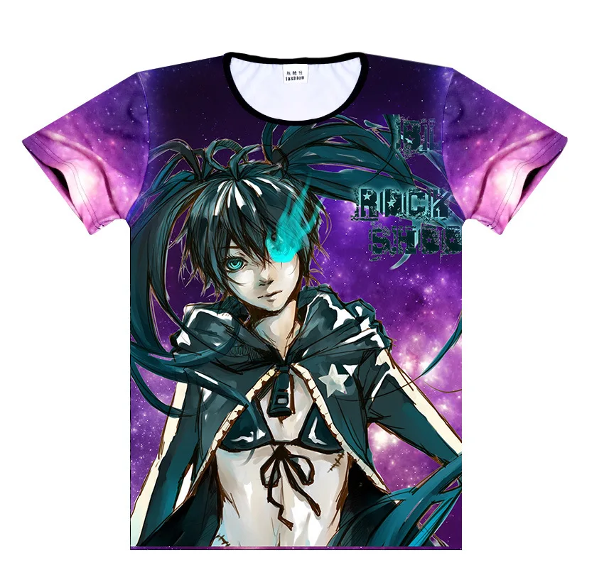 Бесплатная доставка Аниме Манга Black Rock Shooter футболка Для женщин мужчин Косплэй Mesh