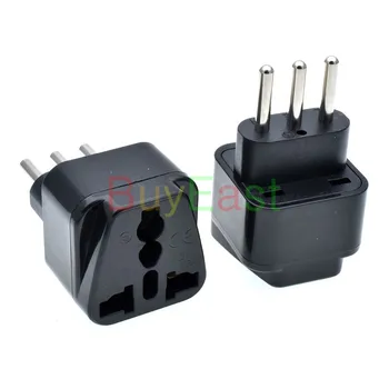 

(2 Pcs) Italian Uruguay Travel Adapter Type L Plug Multi Outlet Convert US/AU/UK/EU/GE/ World Plug AC100~250V 10A Black Color