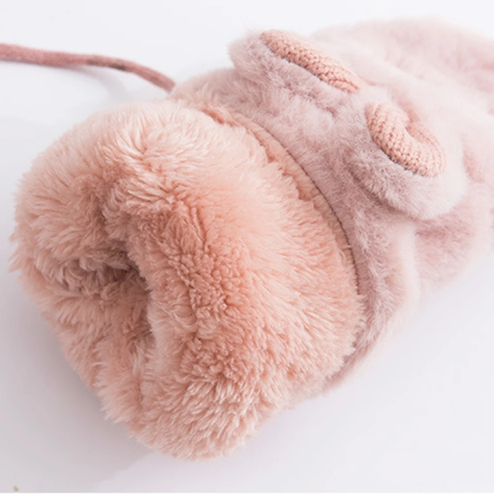1 пара, зимние теплые перчатки из кролика для женщин и девочек, вязаные бархатные варежки с кроликом, перчатки для рук, теплые