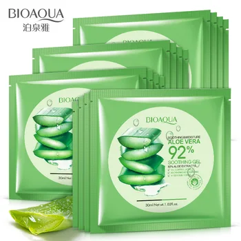 

2018 BIOAQUA Natural Aloe Vera Gel Face Mask Moisturizing Oil Control Shrink Pores Facial Mask Wrapped Mask cosmetic Skin Care