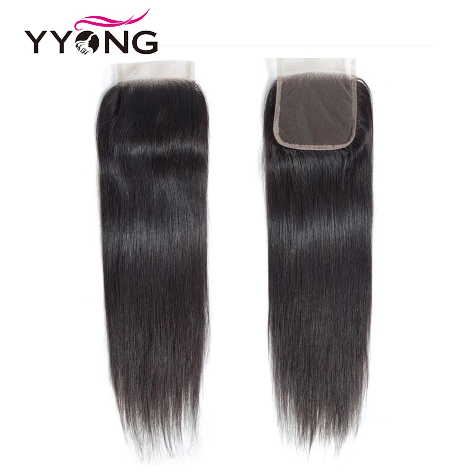 

Yyong Hair Company Peruvian Straight Hair Lace Closure Middle Part Remy Human Hair Closure 4"X4" Swiss Lace 1Piece Free Shipping