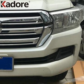 

For Toyota Land Cruiser 2016 High Quality ABS Chrome Front Grille Grill Cover Body Strip Trims Auto Parts Accessories 2pcs/set