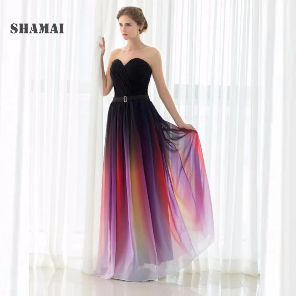Cheap New Gradient Colorful Sexy Dresses Ombre Chiffon
