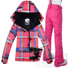 GSOU Снежная Женская лыжная куртка брюки сноуборд костюм ветрозащитная Водонепроницаемая уличная спортивная одежда супер теплая женская зимняя одежда костюм