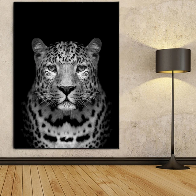 Black And White Photo Leopard Wall Art Canvas Painting Nordic Posters
