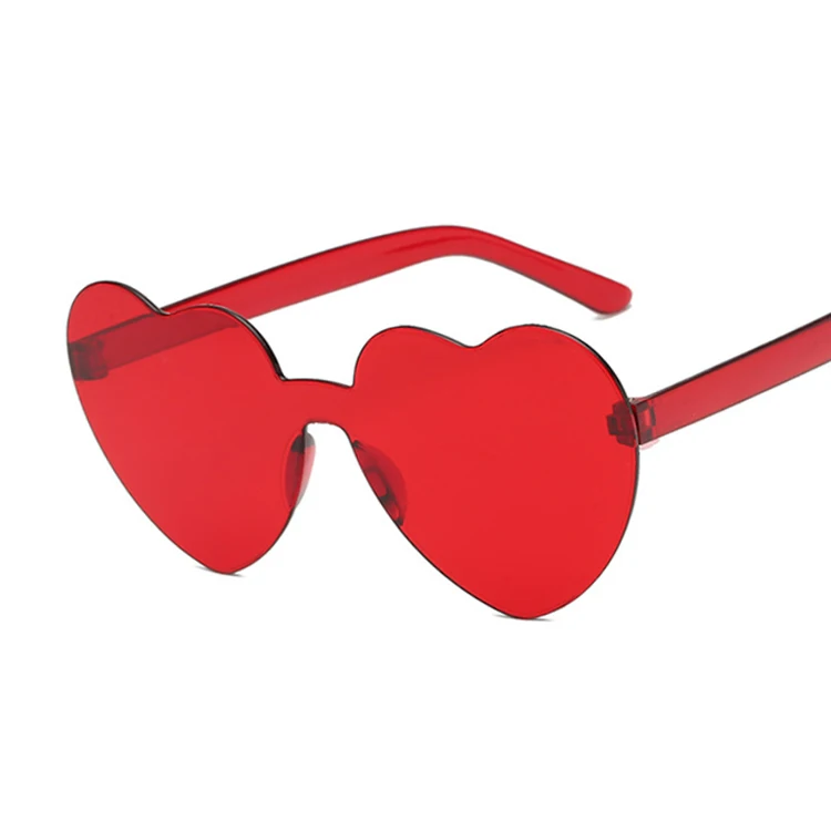 Новые модные милые сексуальные ретро солнцезащитные очки без оправы с сердечком, женские роскошные брендовые дизайнерские солнцезащитные очки, женские очки, яркие цвета - Цвет линз: Wine red