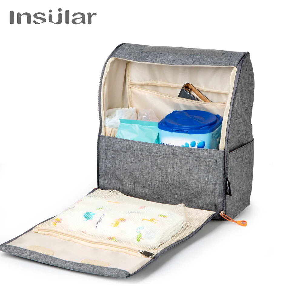 Insular الأم حفاضات حقيبة كبيرة قدرة الطفل الحفاض حقيبة مصمم التمريض حقيبة الأزياء حقيبة السفر رعاية الطفل حقيبة للأم طفل