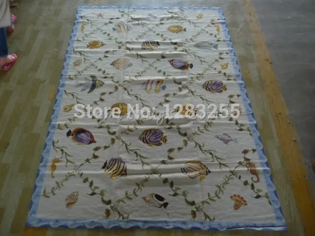 

Hand-woven Plain Carpet Entirely Handmade Needlepoint Hand-stitched Wool Needle Point Carpet Handmade Vintage Modernism