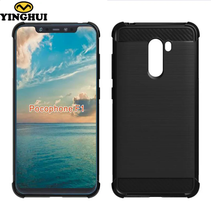 

Xiaomi Pocophone F1 Case Soft Gel Armor Hybrid Fiber Skin TPU Silicon Rubber Protection Shell Cover Phone Fundas PocophoneF1