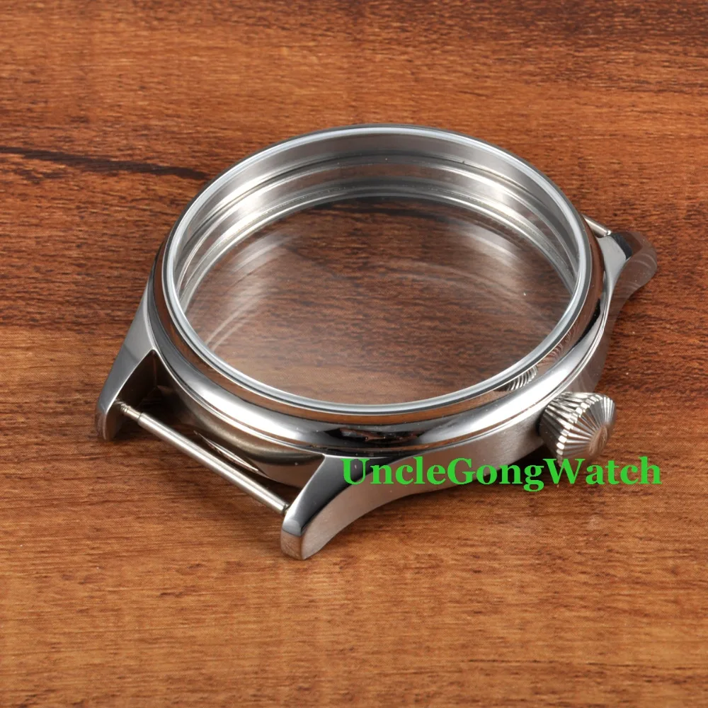

Watch Parts 44mm Watches Case for Mens WristWatch Fit for ETA UNITAS 6497/6498 Hand Winding Movement Stainless steel case