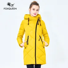 Foxqueen 2016 Новые Зимние Женские Случайные Куртки Пальто С Капюшоном Девушки Толстой Женский Пуховик Сплошного Цвета Открытое Теплое Пальто Высокого Качества Свободного Покроя Бесплатно доставка
