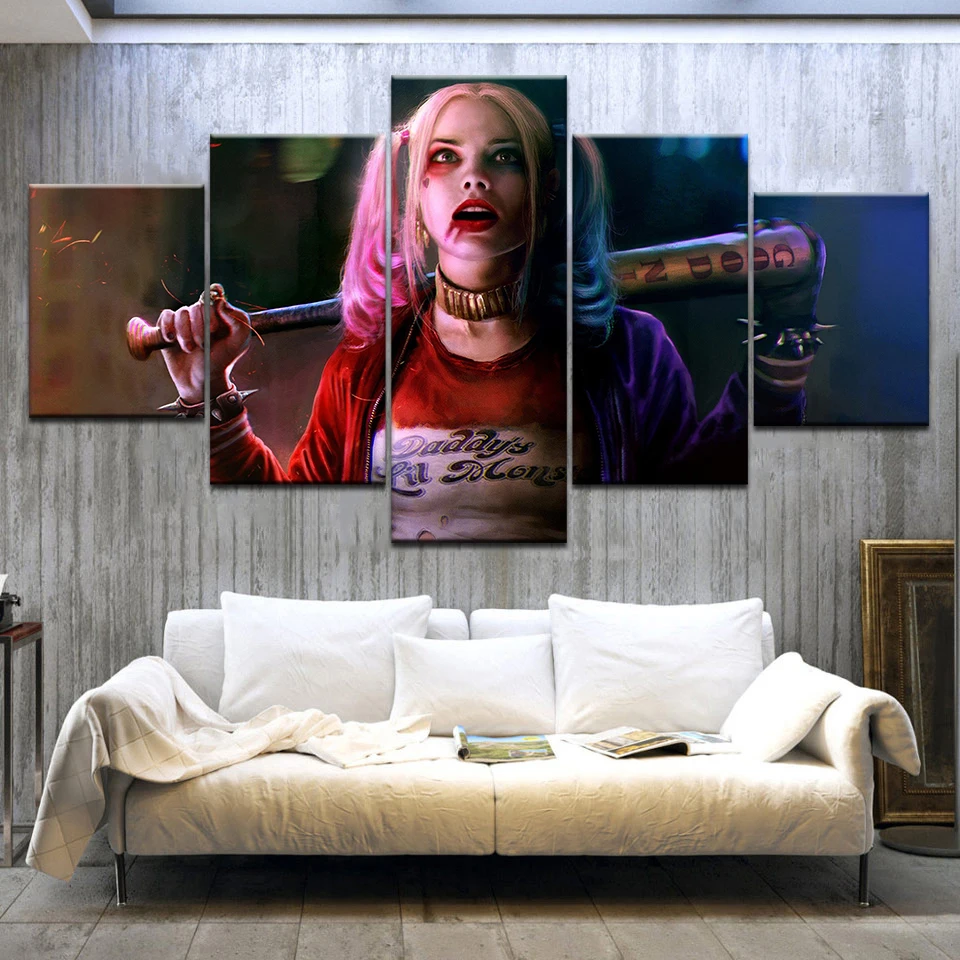 Us 5 59 43 Off Hd Printed Painting Suicide Squad Harley Quinn Poster Canvas Print Art Painting Wall Art Pictures For Living Room Bedroom Decor In