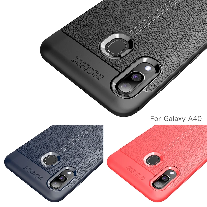 

For Samsung Galaxy A40 / A 40 Luxury Soft Silicon Litchi Striae Leather Cases For Galaxy A40 Case Coque Shock Proof Back Cover