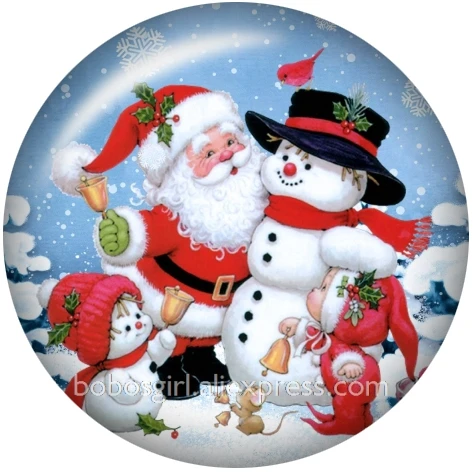 Рождественский снеговик стеклянная Кнопка DIY ювелирные изделия круглые фото Кабошоны с плоской обратной стороной DA1176 - Окраска металла: A6138