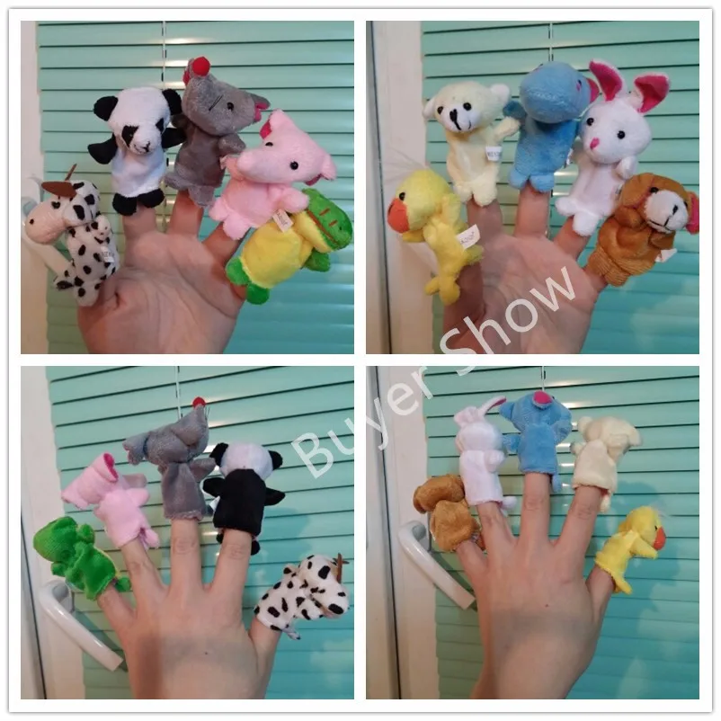 The parent-child game props teaching props double cloth dolls  Animal Finger Puppet to appease the toys10pcs 
