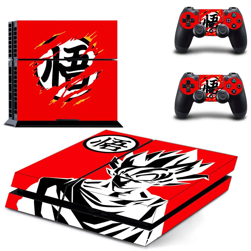 Виниловая наклейка Dragon Ball Z Goku на кожу для консоли Sony PS4 PlayStation 4 и 2 контроллера