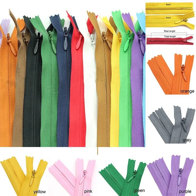 

10pcs 3# 45cm(18Inch) Length Closed Nylon Coil Zippers Tailor Trousers slide fastener Garment Sewing Handcraft DIY Accessories