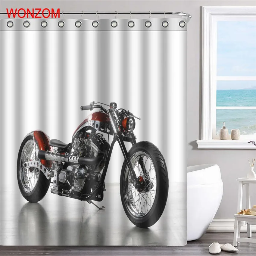 WONZOM мотоциклетная занавеска s с 12 крючками для декора ванной комнаты Современная Ванна Водонепроницаемая занавеска новые аксессуары для ванной комнаты