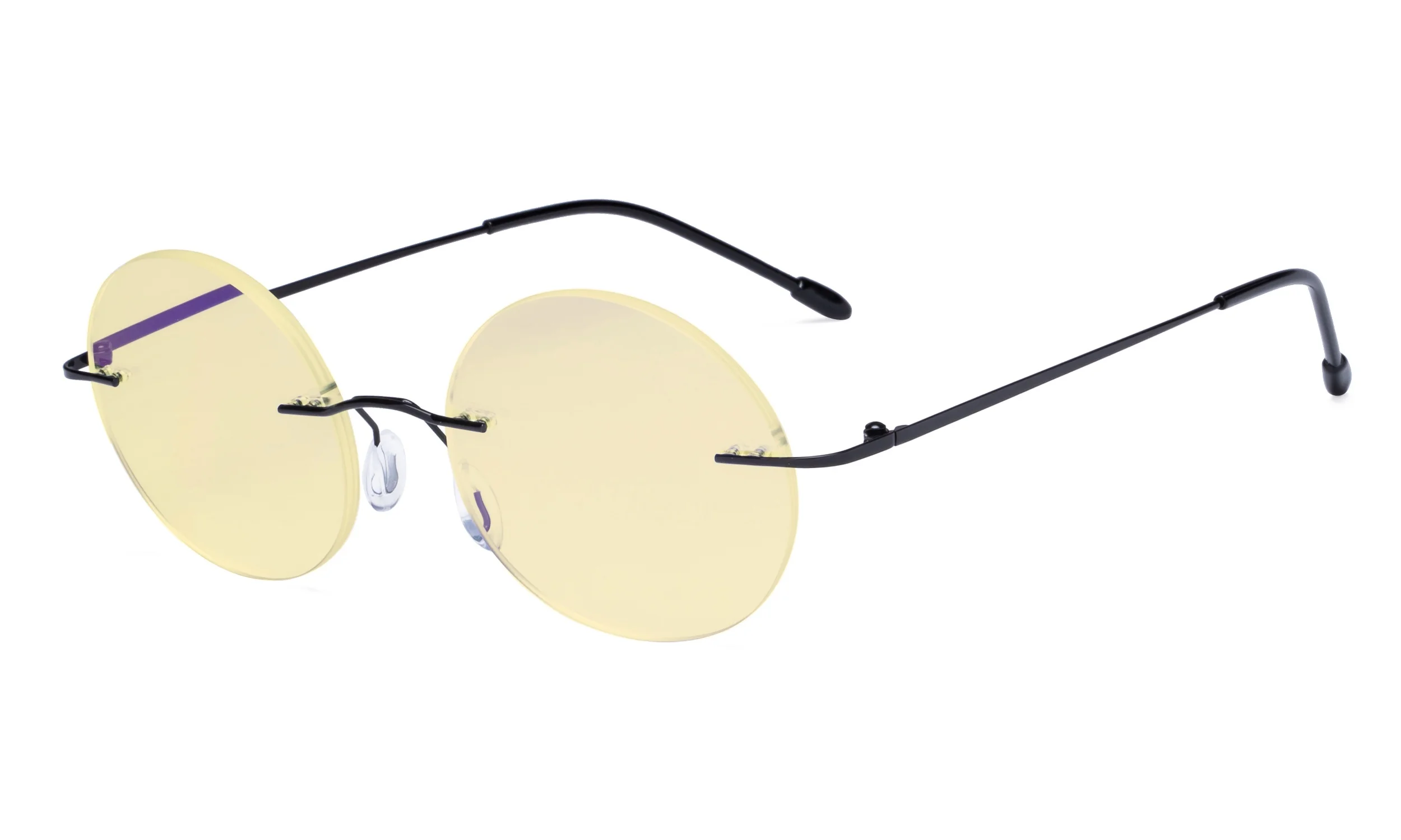 TMWK26 очки для чтения с компьютерным экраном, синий светильник, блокирующие круглые очки без оправы, для мужчин и женщин, желтые тонированные - Цвет оправы: Black