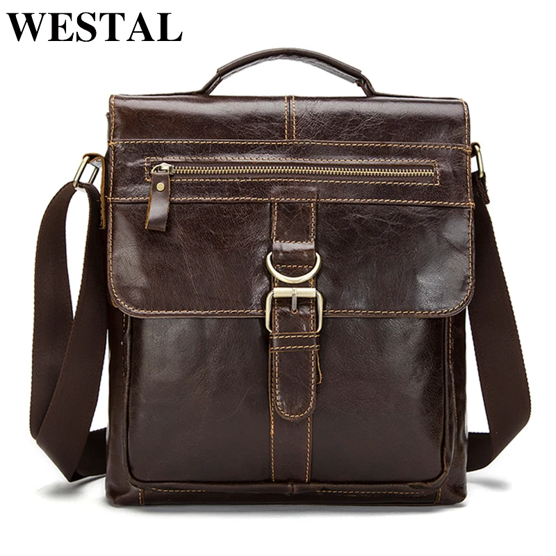 WESTAL الرجال حقائب كتف الرجال حقيبة جلدية أصلية عارضة Crossbody أكياس للرجال حقيبة ساعي بريد للرجال حقائب يد جلدية 1292