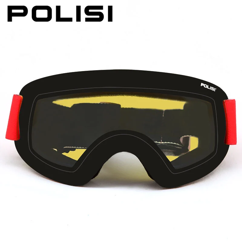POLISI зимние лыжные очки с защитой от УФ-излучения двухслойные противотуманные линзы Профессиональный сноуборд снежные очки, прозрачные линзы - Цвет: Цвет: желтый