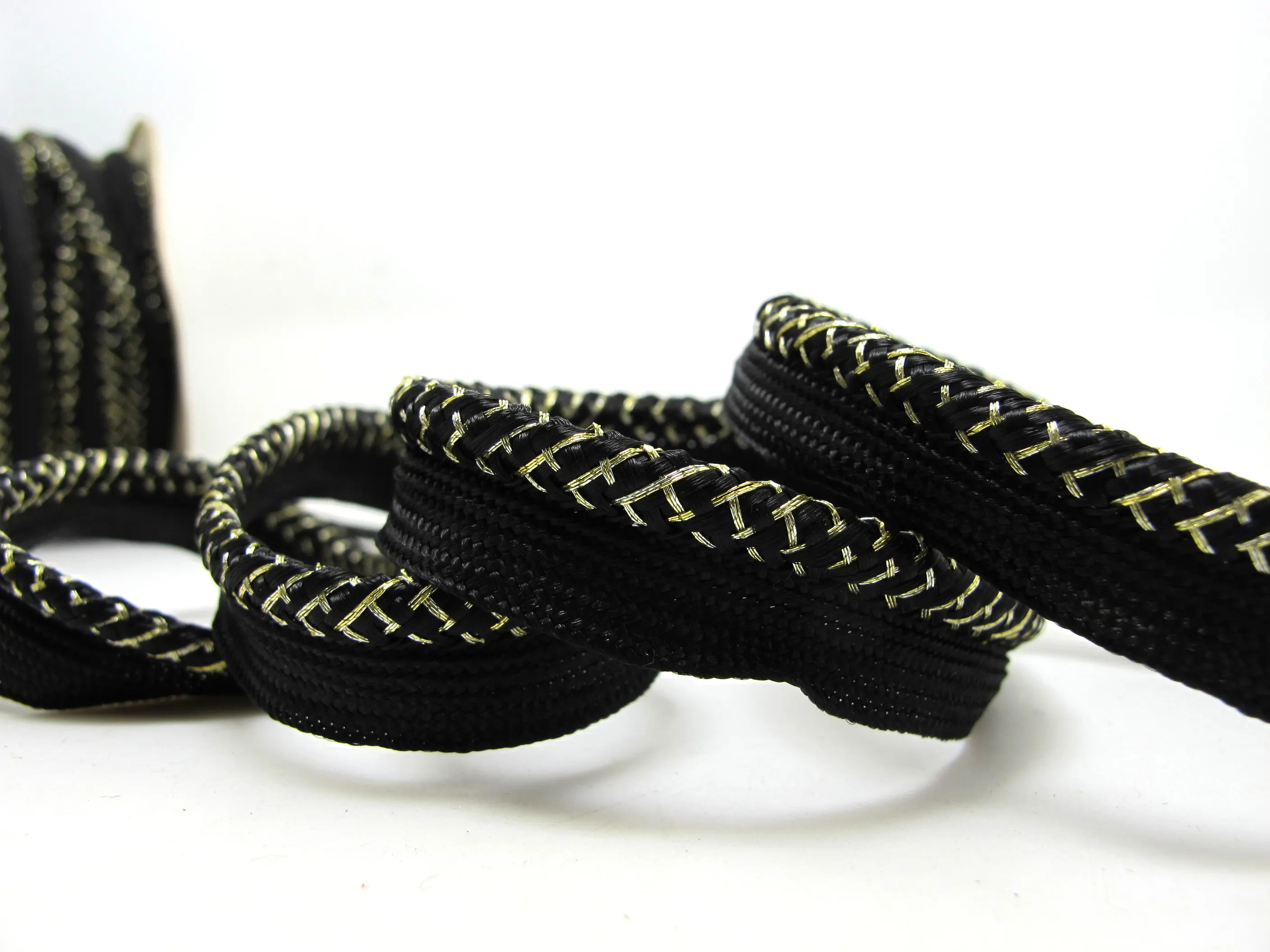 

5 Yards 11mm Black and Gold Piping Lip Cord Trim|Pillow Cushion Trim|Upholstery Edging Trim Sewing Supplies