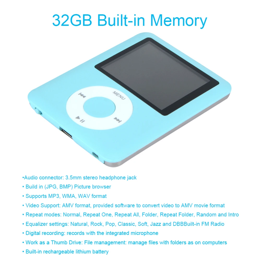 8IN MP3 MP4 Music Media Player MP4 32GB with radio fm video player e-book built-in memory MP4 playe