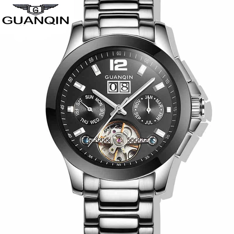 Watches Men Name Luxury Brand GUANQIN Men Wristwatches Tourbillon Mechanical Watch Fashion Design Relogio Masculino 2016 Clock