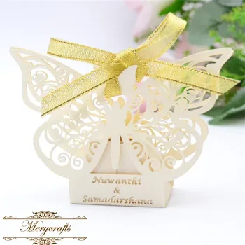 

Laser cut delicate butterfly wedding party favor boxes from Mery brand crafts