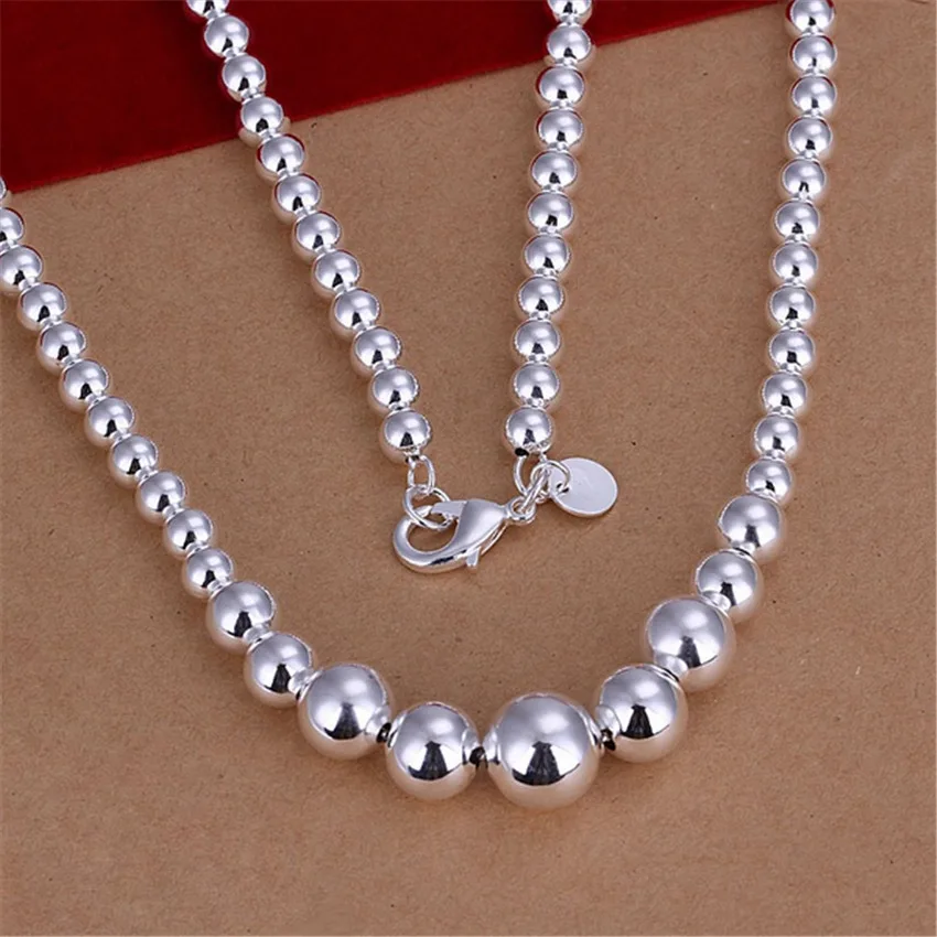 

For women wedding charms cute beads chain silver plated beads Necklace Fashion trends Jewelry Gifts N195 WITH 925