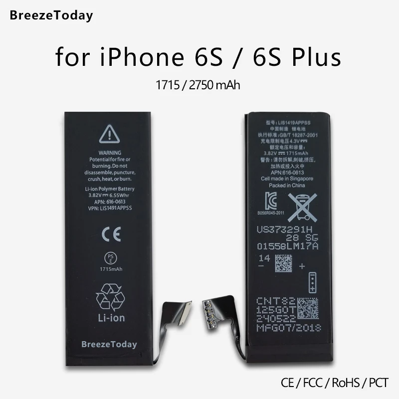 Mobile Phone Battery 1715 2750mah For Iphone 6s Battery 6s Plus Battery Replacement Batareya Dlya Telefona Batterie Bateria Mobile Phone Batteries Aliexpress