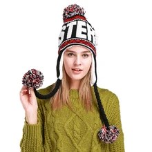 Novo designer de moda beanies chapéu de inverno com orelhas quente gorro menina chapéus com topo bola bonnet femme
