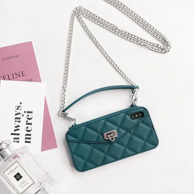 

Fashion Female Geometry Crossbody Bag Phone Cover Case For Iphone X Xs Max Xr 10 8 7 6 6s Plus Luxury Soft Silicone Coque Fundas