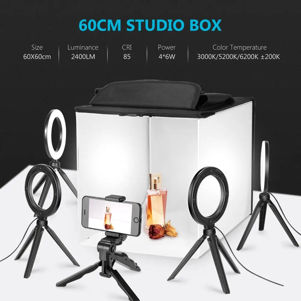 Neewer фотостудия коробка 24x24 дюйма настольный светильник для фото непрерывный