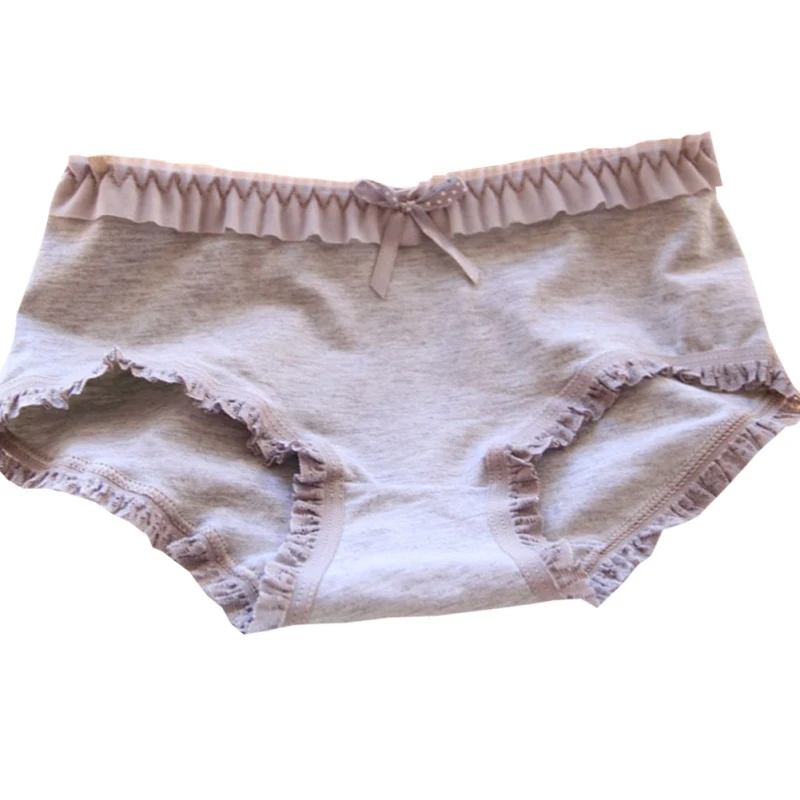 Cotton Mid Waist Women Underwear Solid Color Pretty Briefs Sexy Lace Cute Bow Lingerie Panties Women Fashion High Quality