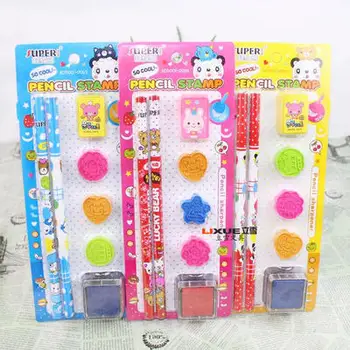 

Stationery set rubber stamps pencils Creative stationery free shipping
