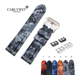 CARLYWET 22 24 мм Оптовая продажа мозаики Водонепроницаемый силиконовой резины замена наручные часы Группа петли ремень для Panerai Luminor