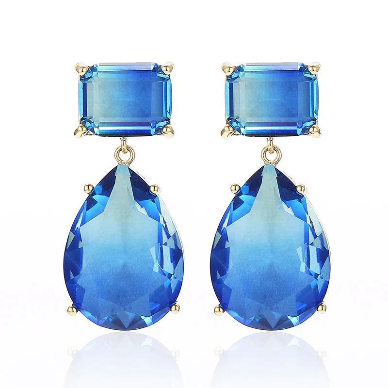 

XIUMEIYIZU Delicacy Tear Drop Earrings 3 Colors Summer Style Large AAA Zircon Tourmaline 2019 Ear Accessories for Women