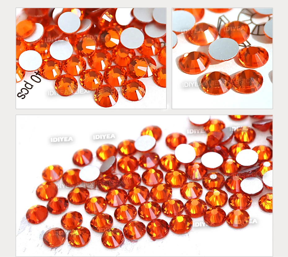 Orange SS3 SS4 SS5 SS6 SS10 SS20 SS30 for Nail Art Flat Back Rhinestones Glitter Crystal Decoration DIY Non HotFix stone strass