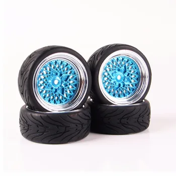 

12mm Hex RC Car Model Kids Toys Accessory 1/10 Flat Rubber Tires And Wheel Rim For HSP HPI RC On Road Racing Car 10365+21006