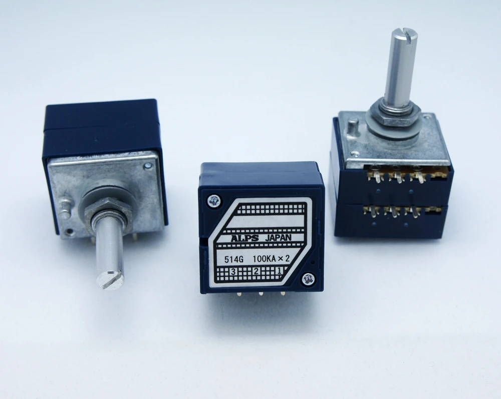 5PC ALPS Metal Shaft Type RK27 Potentiometer POT 8pin Knurled split
