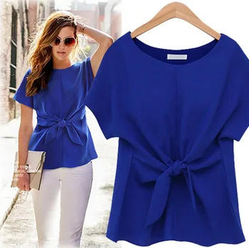 

2018 Spring Summer Wear New Pattern Chiffon Shirt Round Neck Short Sleeve