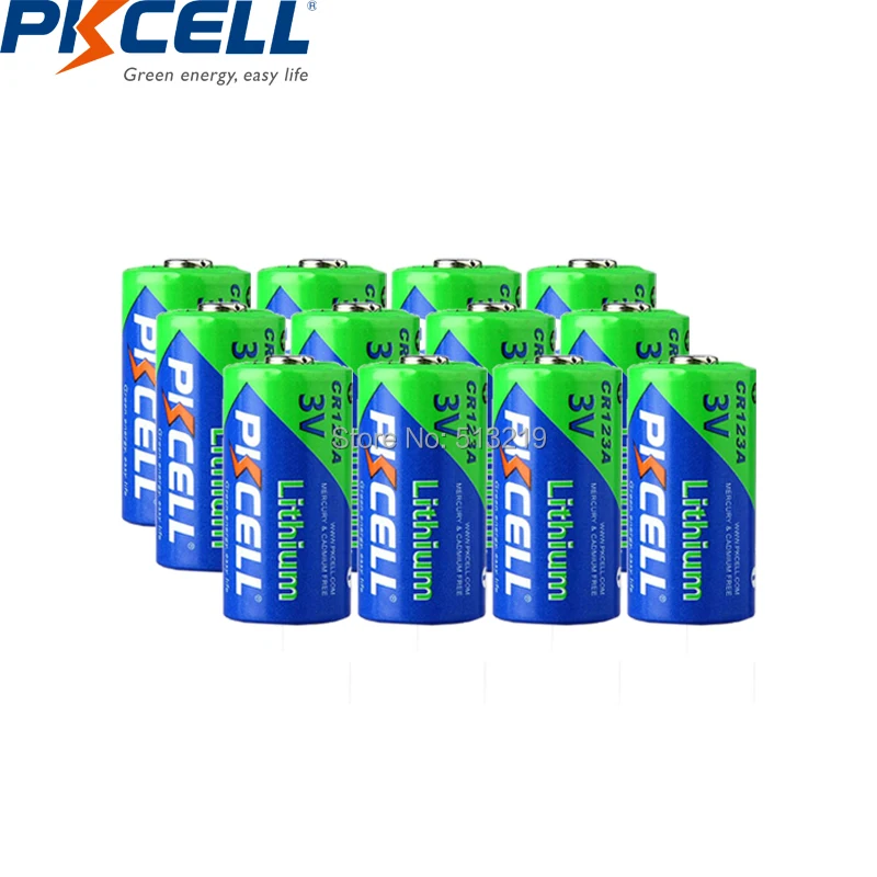 12PC PKcell CR123A 3V Lithium Battery Non-Rechargeable CR123 DL123 ...