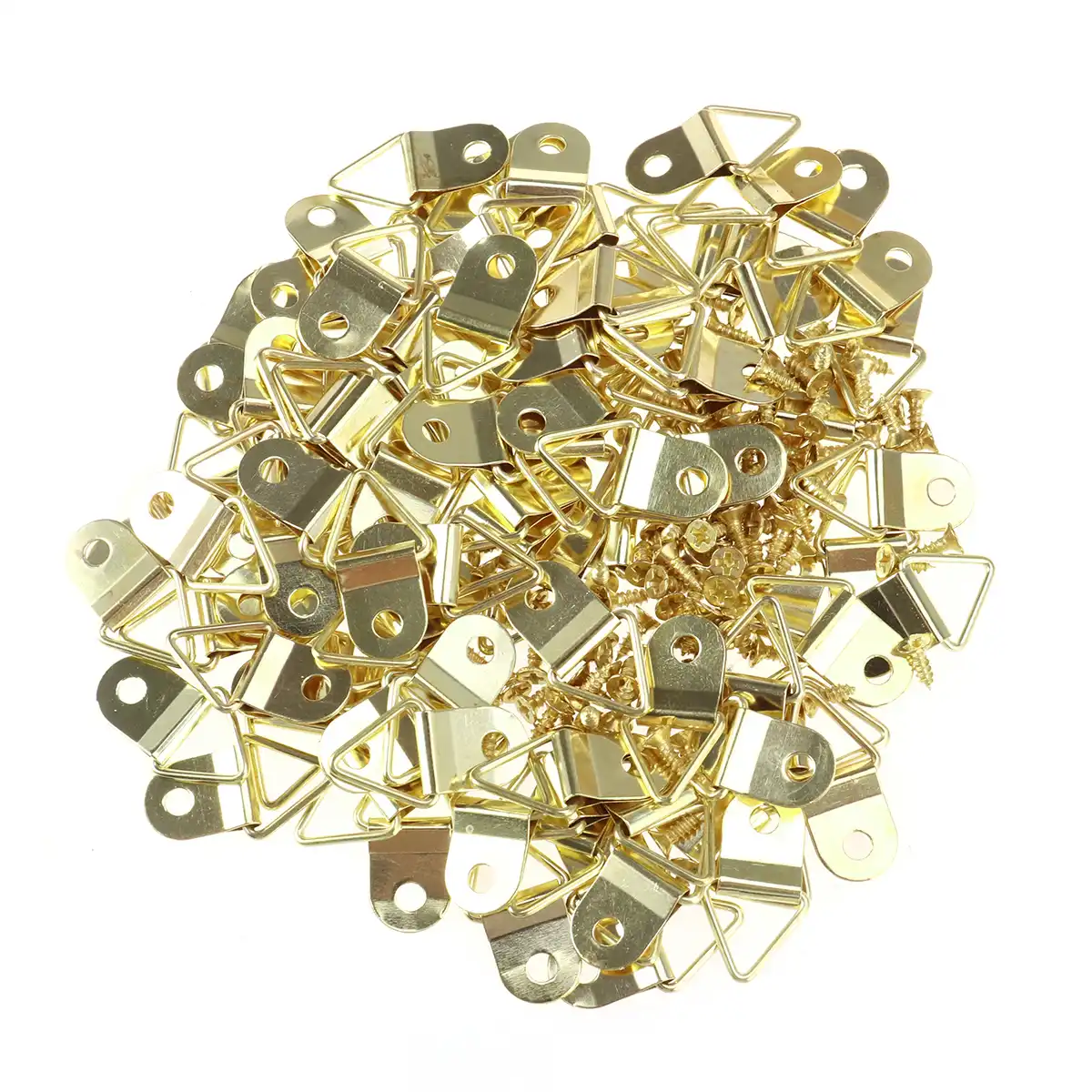 100pcs Small Triangle D-Ring Single Hole Picture Frame Hangers Holders w//Screws