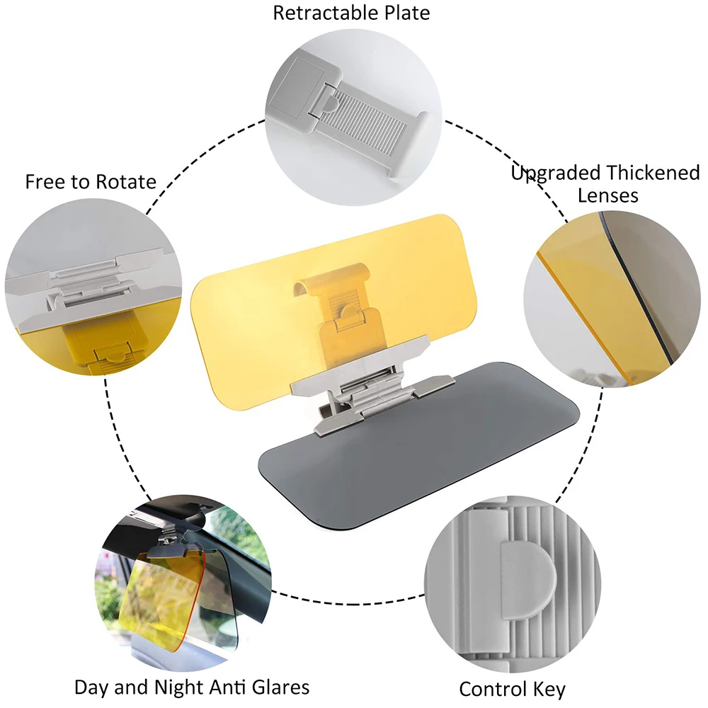 Автомобильный солнцезащитный козырек для автомобиля с антибликовым покрытием для вождения HD козырек дневной и ночной защита для глаз антибликовое антиуф-антиослепляющее видение