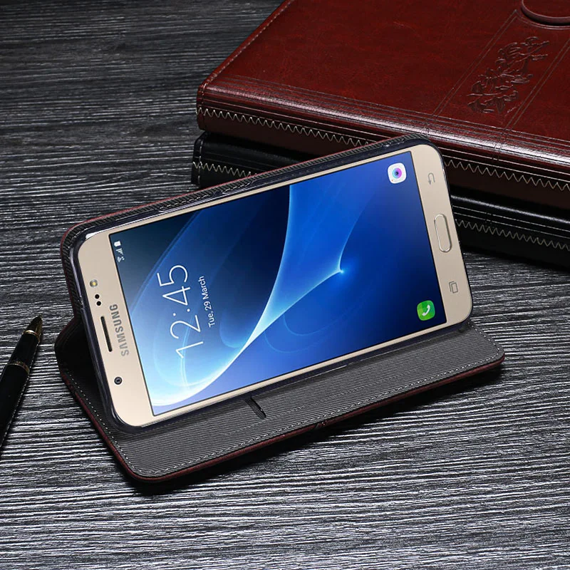 Для samsung Galaxy J7 чехол Роскошный кожаный флип-чехол для samsung J7 J710 защитный чехол для телефона Ретро Задняя накладка