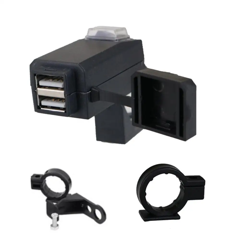 

Universal Waterproof 12V-24V 3.1A Motorcycle Handlebar Multi - Function Dual USB Socket Charger with Two Brackets 12V-24V