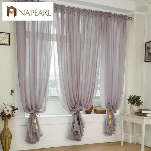 

NAPEARL Exports of high-end European-style screens Living room bedroom balcony floor-linen gauze curtains custom solid Specials